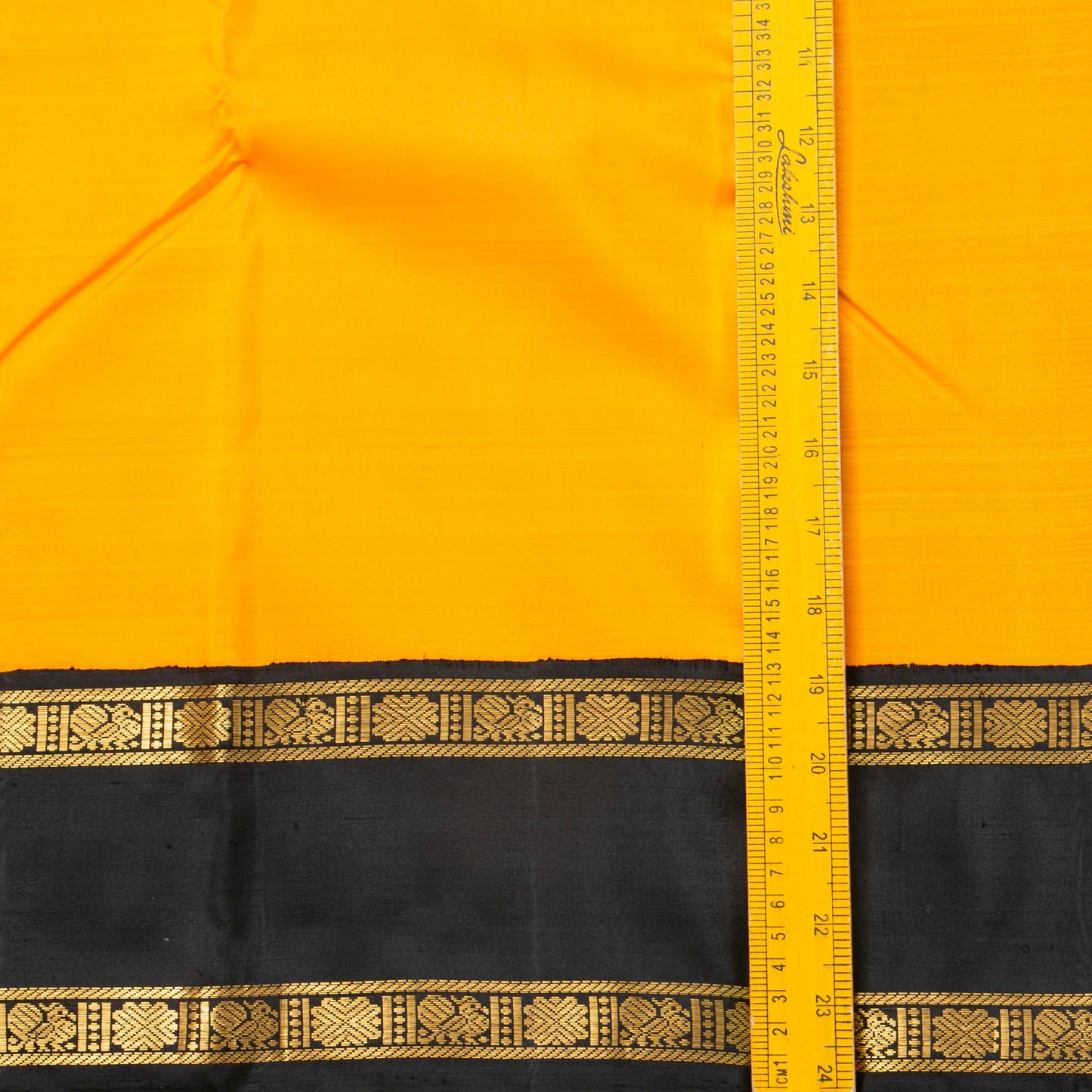 Yellow, black and pink Kanchipuram Silk Saree Ganga Jamuna Border For Festive Wear PV NYC 1525 - Silk Sari - Panjavarnam PV NYC 1525