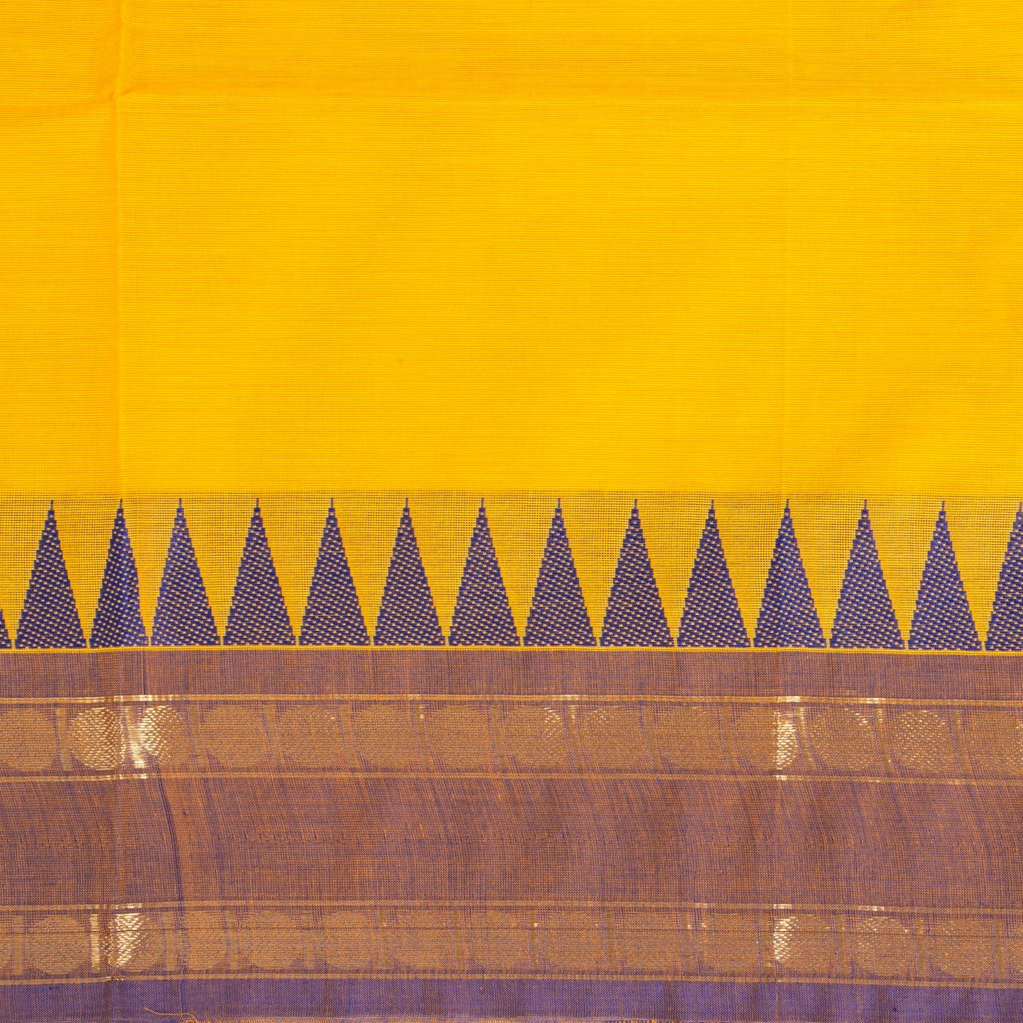 Yellow Kanchi Cotton Saree Ganga Jamuna Border PV MM KC 110 - Cotton Saree - Panjavarnam PV MM KC 110