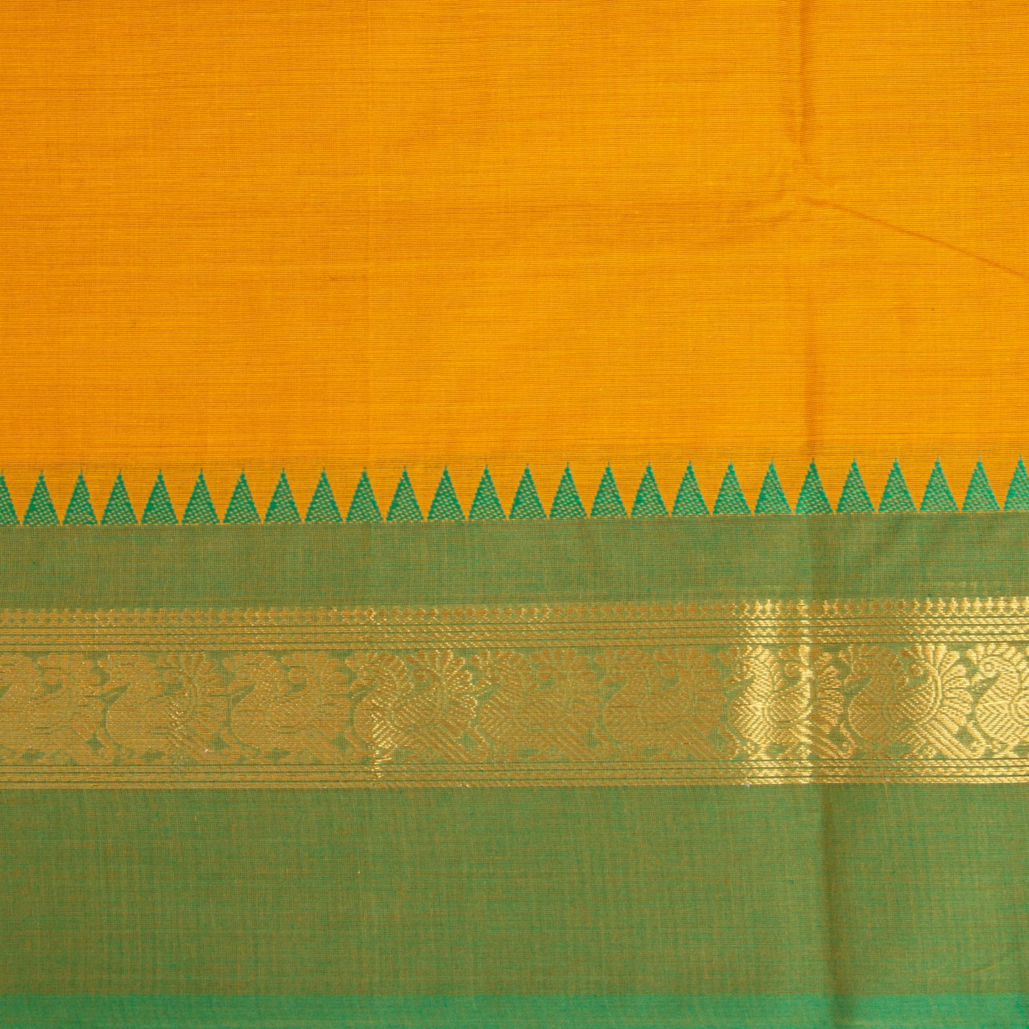 Yellow Kanchi Cotton Saree Ganga Jamuna Border PV MM KC 124 - Cotton Saree - Panjavarnam PV MM KC 124