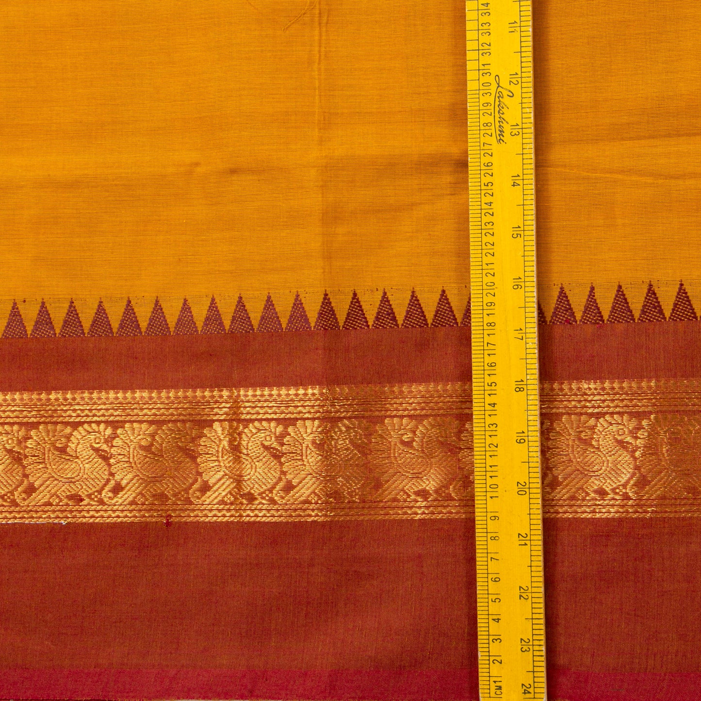 Yellow Kanchi Cotton Saree Ganga Jamuna Border PV MM KC 124 - Cotton Saree - Panjavarnam PV MM KC 124