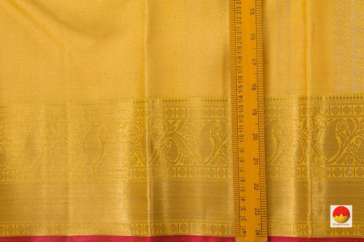 Yellow Kanchipuram Silk Saree Handwoven Pure Silk Pure Zari For Wedding Wear PV NYC 755 - Silk Sari - Panjavarnam PV NYC 755