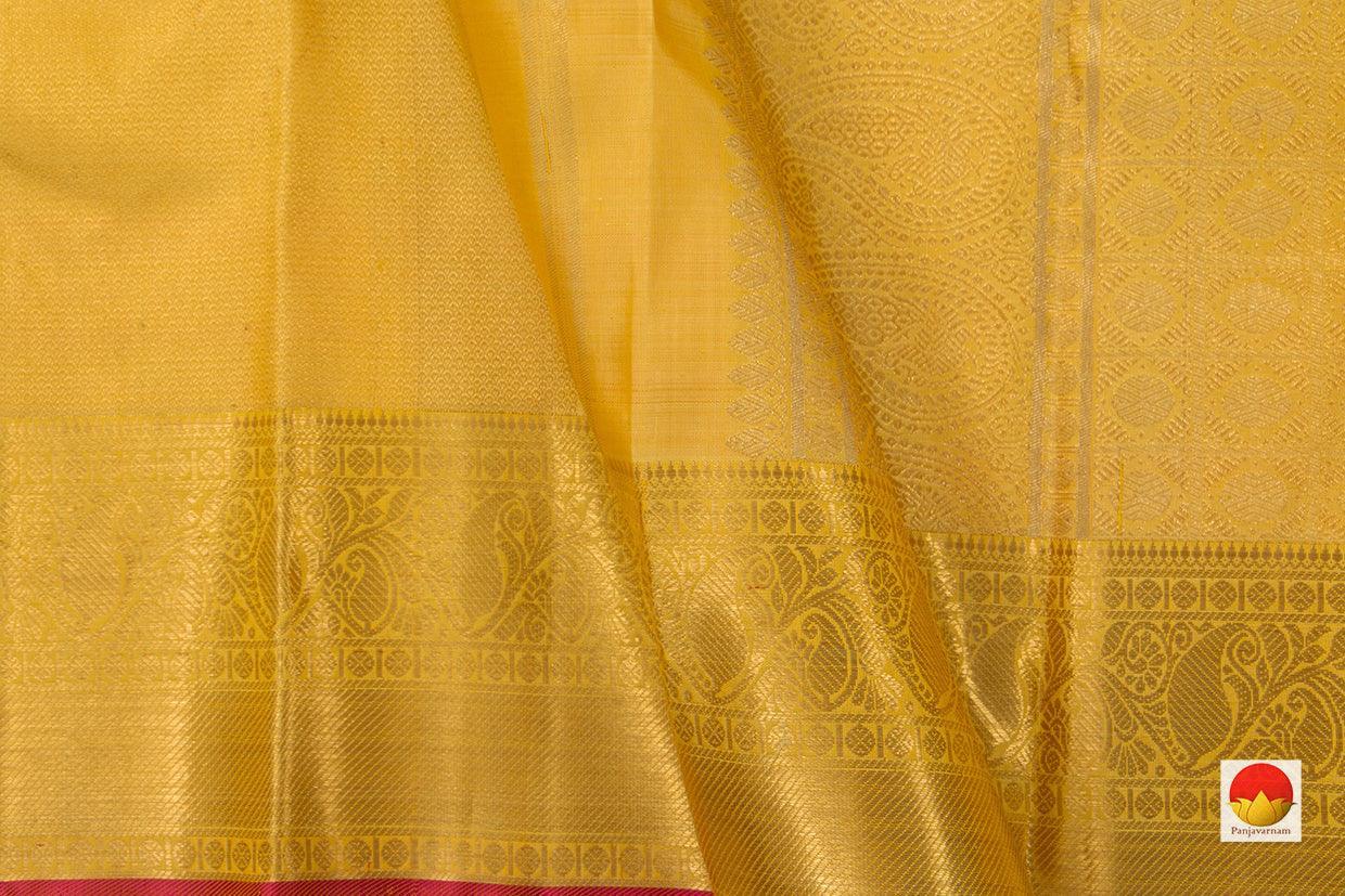 Yellow Kanchipuram Silk Saree Handwoven Pure Silk Pure Zari For Wedding Wear PV NYC 755 - Silk Sari - Panjavarnam PV NYC 755