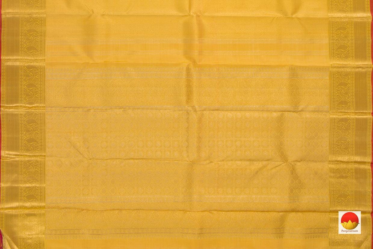 Yellow Kanchipuram Silk Saree Handwoven Pure Silk Pure Zari For Wedding Wear PV NYC 755 - Silk Sari - Panjavarnam PV NYC 755