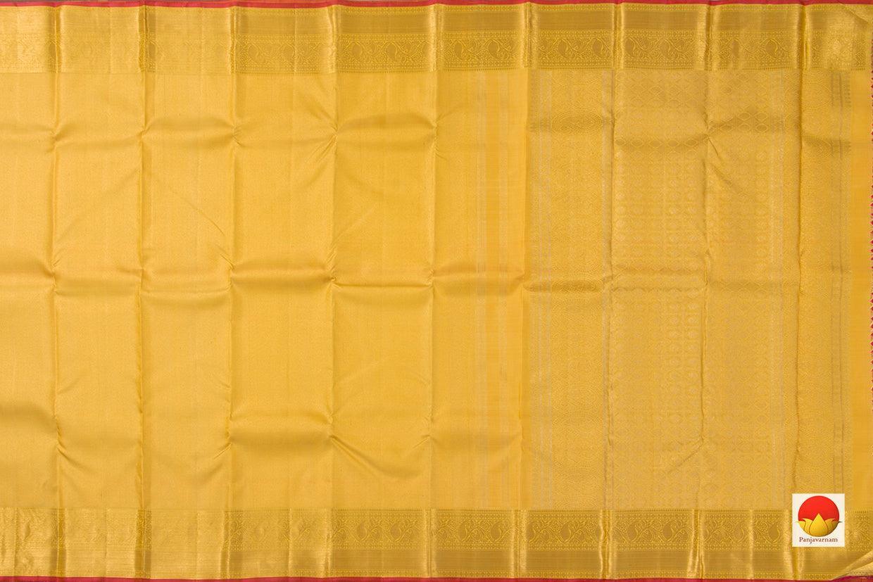 Yellow Kanchipuram Silk Saree Handwoven Pure Silk Pure Zari For Wedding Wear PV NYC 755 - Silk Sari - Panjavarnam PV NYC 755