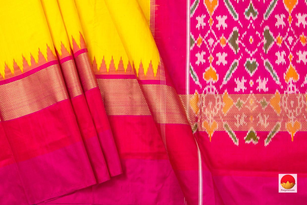 Yellow Pochampally Ikkat Silk Saree Handwoven Pure Silk For Festive We Panjavarnam