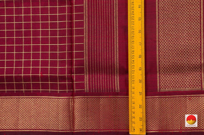 9 Yards Maroon Kanchipuram Silk Saree Handwoven Pure Silk Pure Zari For Festive Wear PV NYC 578 - Silk Sari - Panjavarnam