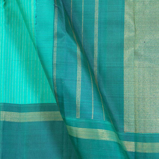 Aqua Green Kanchipuram Silk Saree Handwoven Pure Silk Pure Zari For Festive Wear PV SAR 033 - Silk Sari - Panjavarnam PV SAR 033