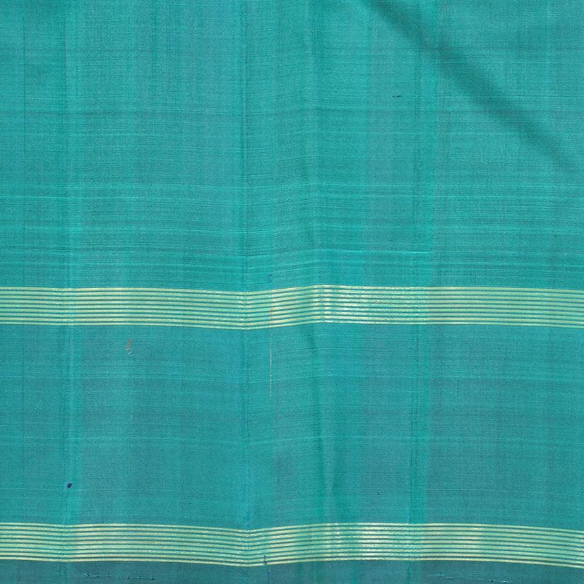 Aqua Green Kanchipuram Silk Saree Handwoven Pure Silk Pure Zari For Festive Wear PV SAR 033 - Silk Sari - Panjavarnam PV SAR 033