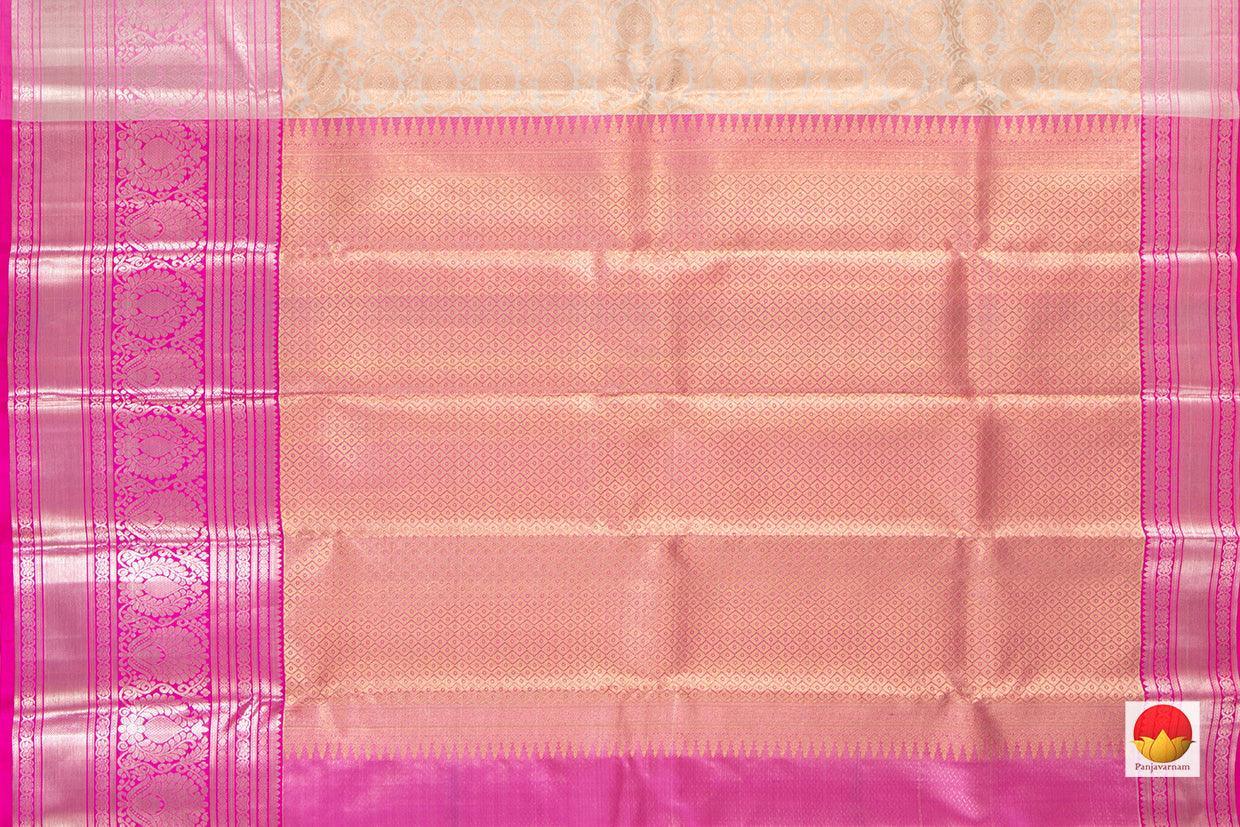 Beige Kanchipuram Tissue Silk Saree With Antique Zari Handwoven Pure Silk PV DA 05 - Dharmavaram Silk Saree - Panjavarnam PV DA 05