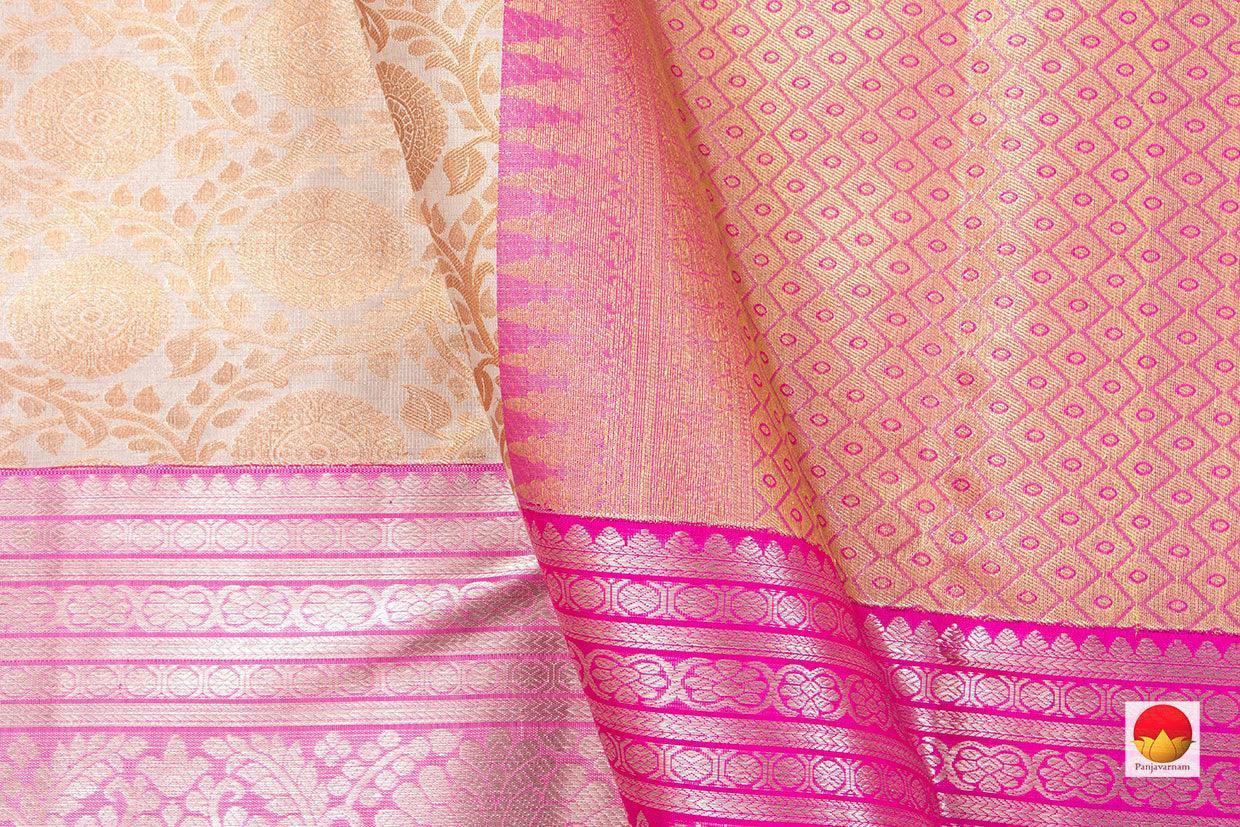 Beige Kanchipuram Tissue Silk Saree With Antique Zari Handwoven Pure Silk PV DA 05 - Dharmavaram Silk Saree - Panjavarnam PV DA 05