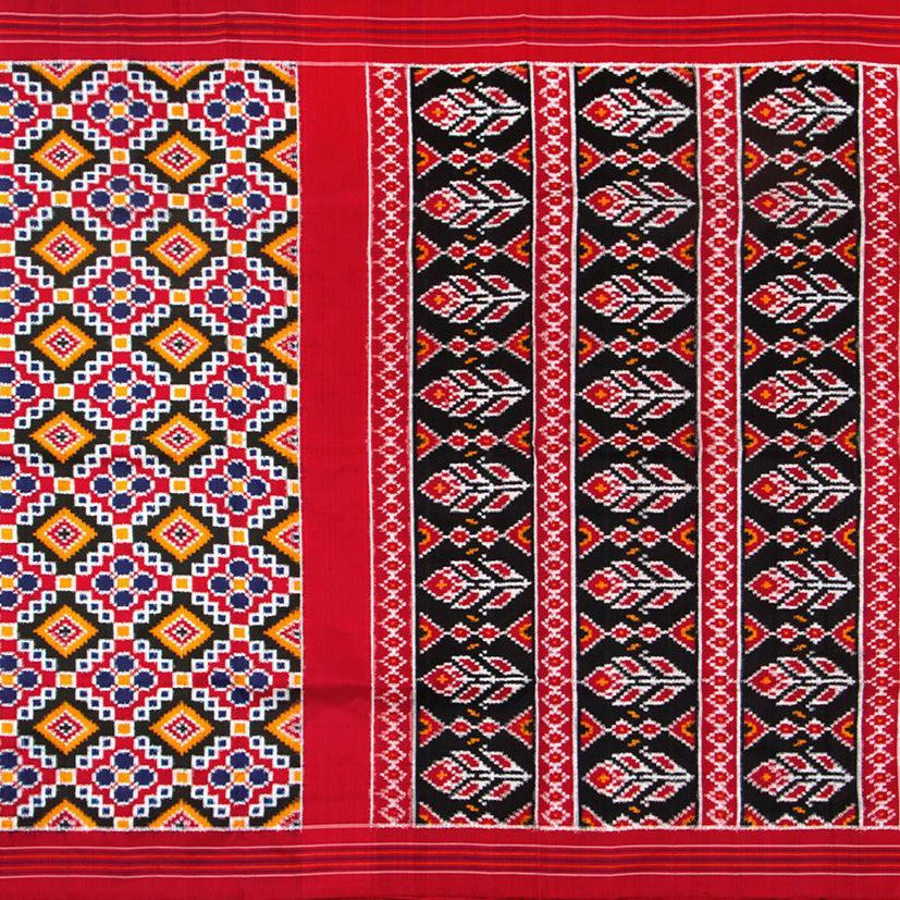Black And Yellow Pochampally Silk Saree Double Ikkat Handwoven Pure Silk For Festive Wear PIK 296 - Apparel & Accessories - Panjavarnam PIK 296