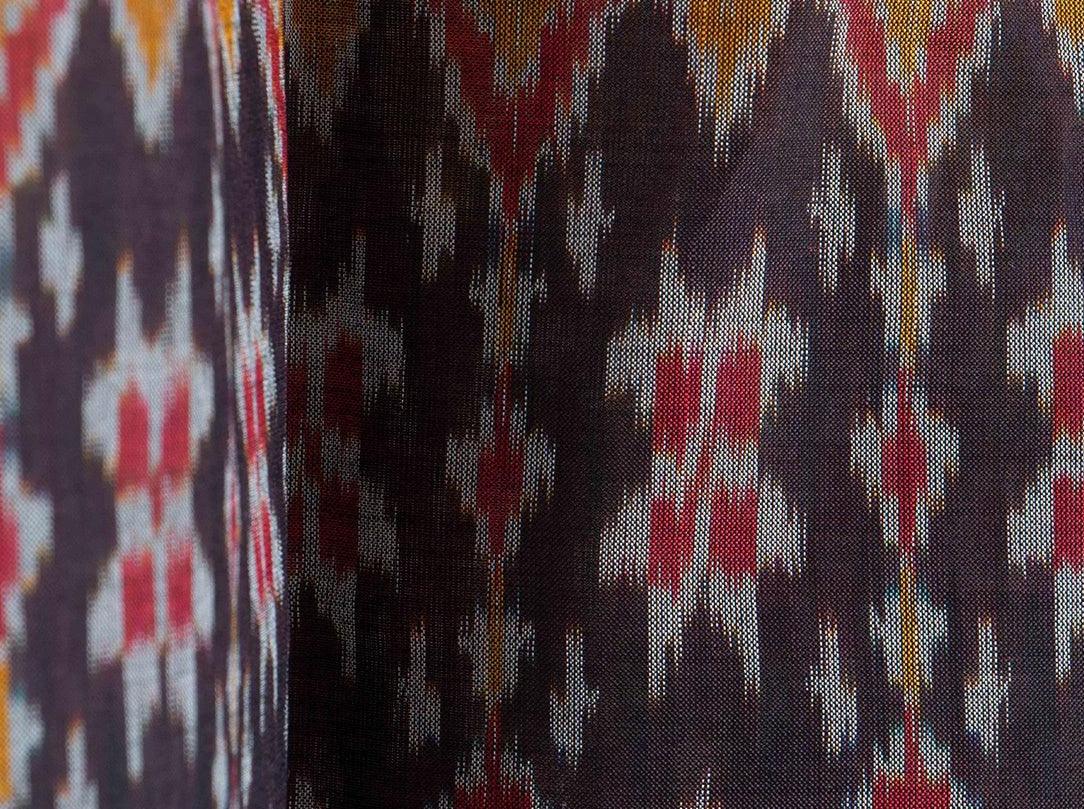 Brown And Blue Pochampally Ikkat Silk Dupatta PVD 1013 - Dupattas - Panjavarnam PVD 1013