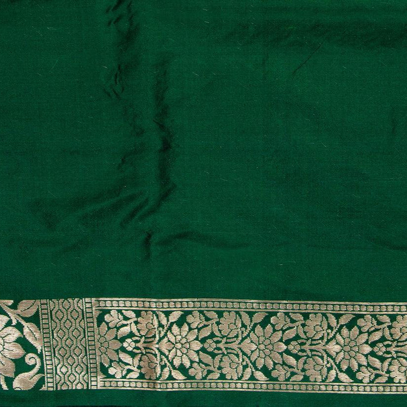 Green Tanchoi Banarasi Silk Saree Handwoven Pure Silk For Festive Wear. PB SN 102 - Banarasi Silk - Panjavarnam PB SN 102