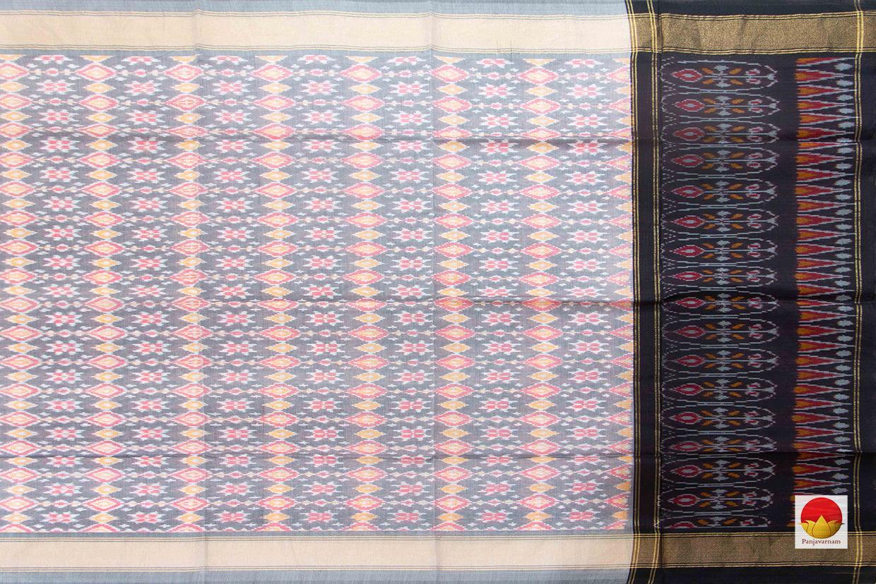 Grey And Black Pochampally Ikkat Silk Dupatta PVD 1055 - Dupattas - Panjavarnam PVD 1055