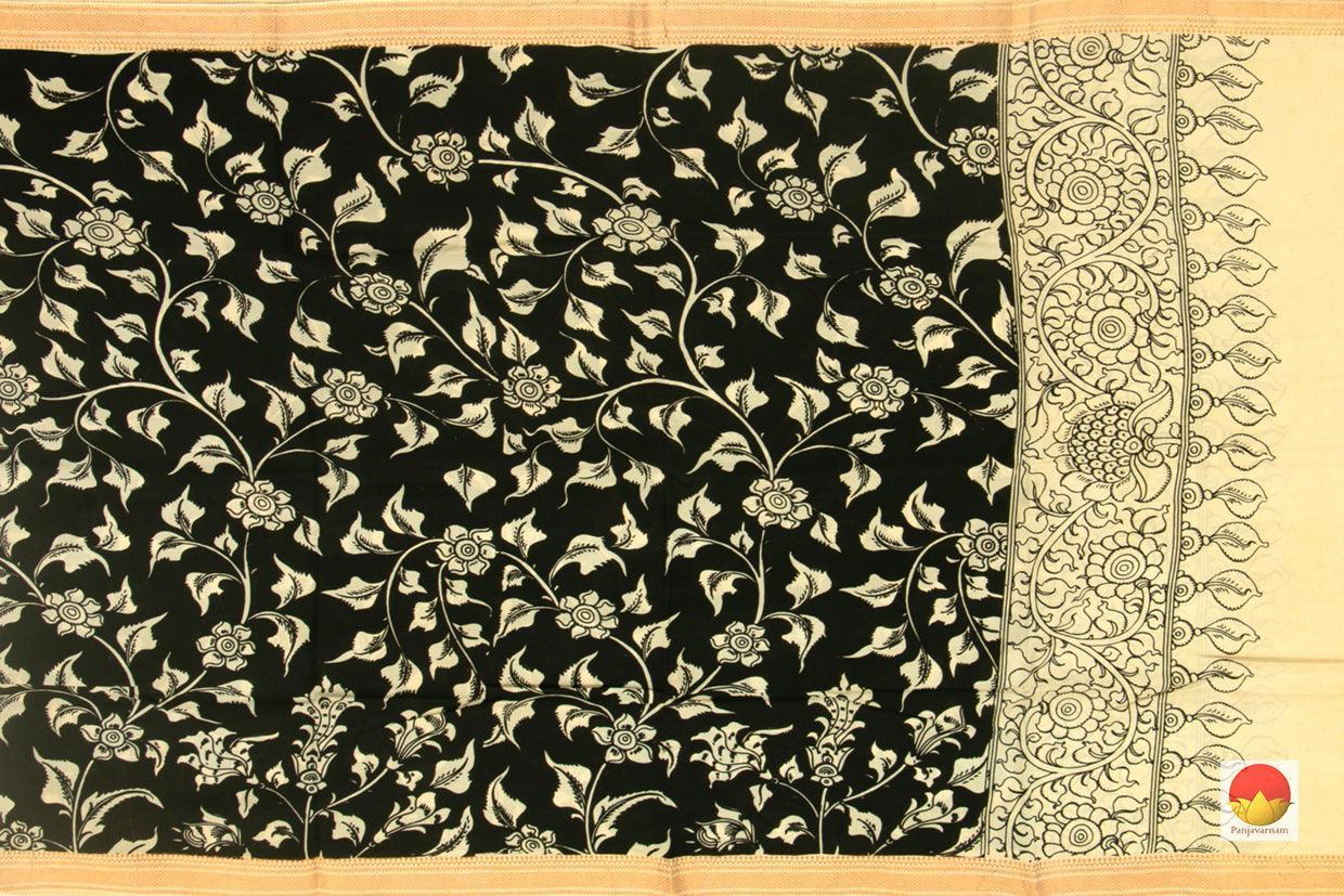 Handpainted Kalamkari Mangalgiri Dupatta With Zari Border PVD 1027 - Dupattas - Panjavarnam PVD 1027