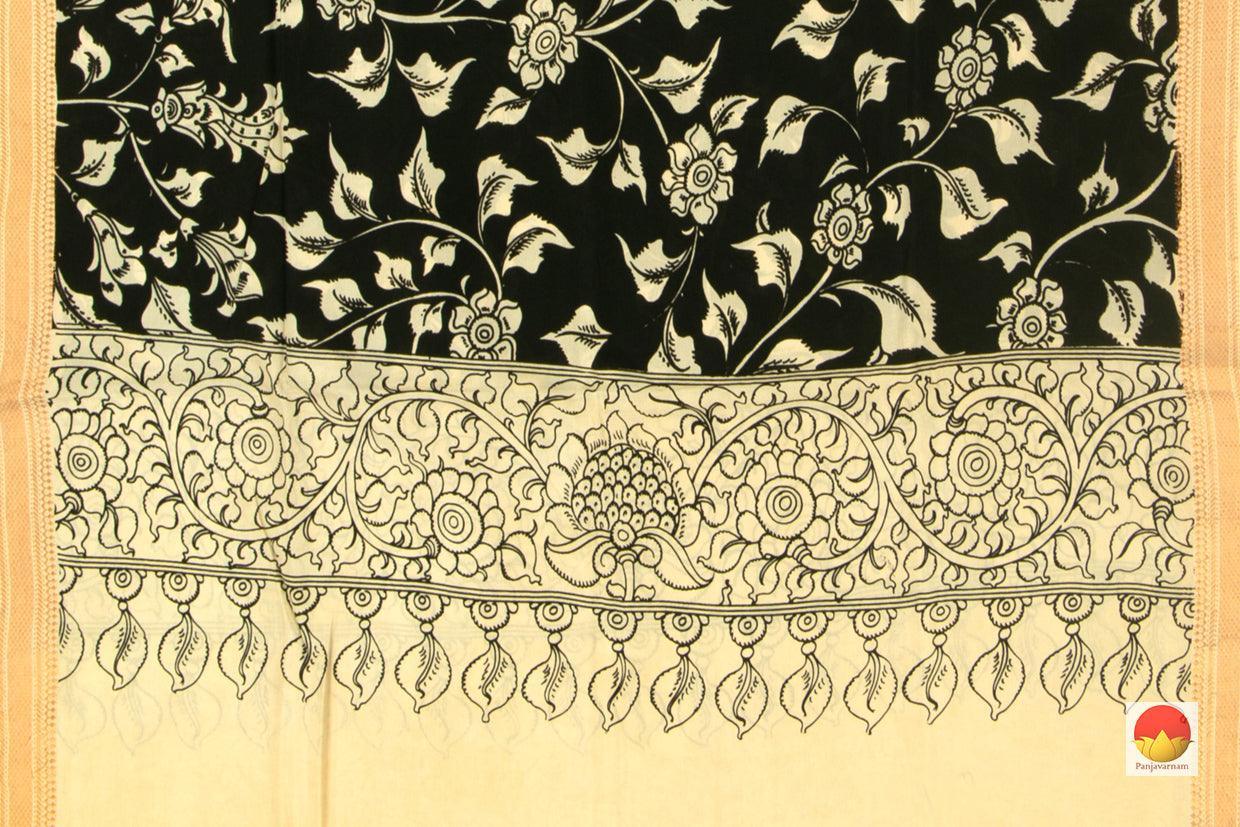 Handpainted Kalamkari Mangalgiri Dupatta With Zari Border PVD 1027 - Dupattas - Panjavarnam PVD 1027