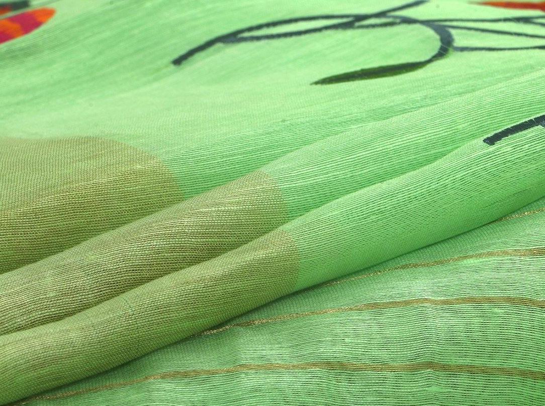 Handwoven Embroidered Linen Saree - Gold Zari - PL 912 - Linen Sari - Panjavarnam PL 912