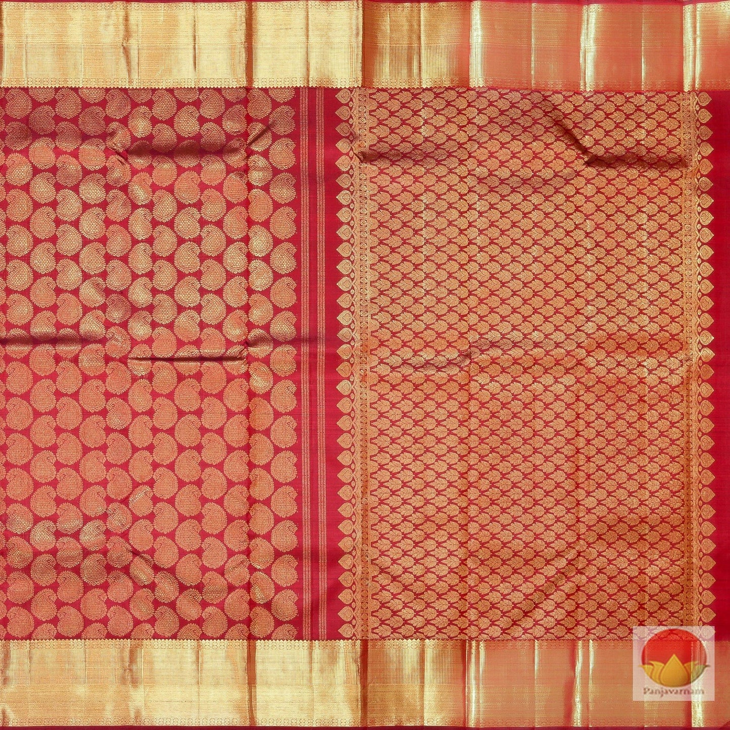 MaroonTraditional Design Handwoven Pure Silk Kanjivaram Saree Pure Zari For Wedding WearPV G 1818 - Silk Sari - Panjavarnam G 1818