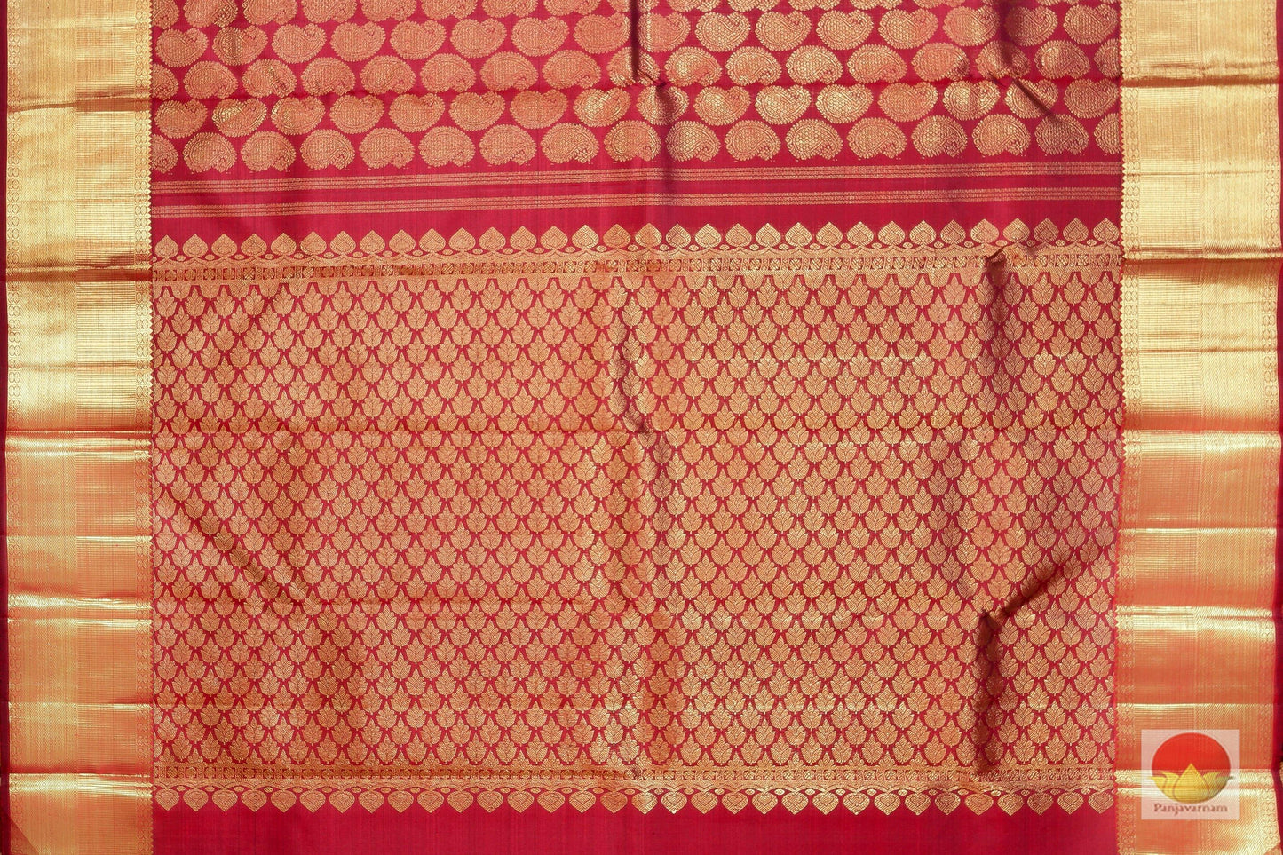 MaroonTraditional Design Handwoven Pure Silk Kanjivaram Saree Pure Zari For Wedding WearPV G 1818 - Silk Sari - Panjavarnam G 1818