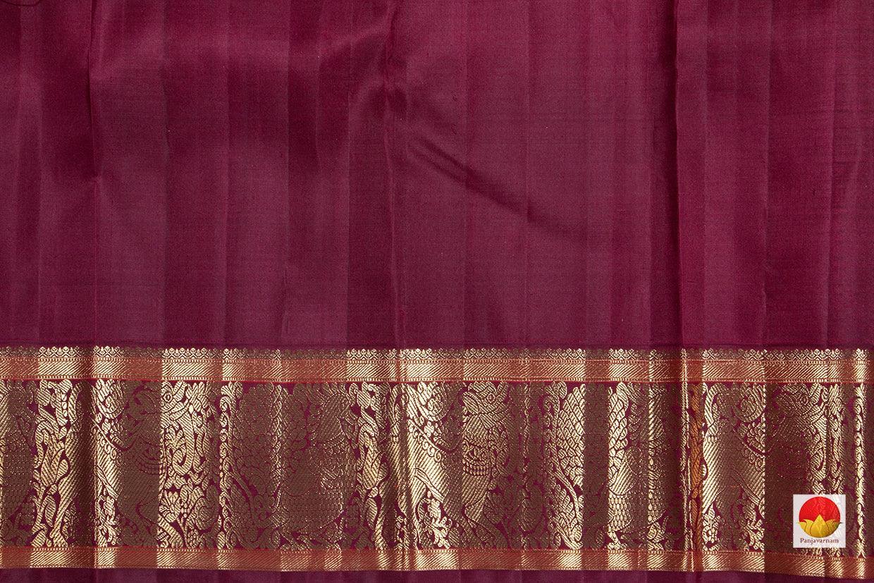 Multi Coloured Checks Kanchipuram Silk Saree With Maroon Korvai Contrast Border Handwoven Pure Silk Pure Zari For Wedding WearPV NYC 313 - Silk Sari - Panjavarnam PV NYC 313
