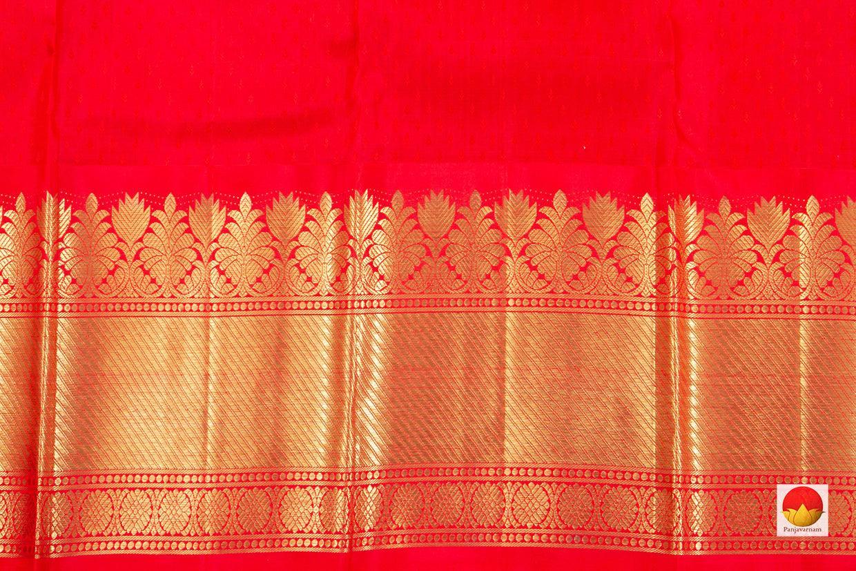 Off White And Red Kanchipuram Silk Saree Handwoven Pure Silk Pure Zari For Wedding Wear NYC 454 - Saris & Lehengas - Panjavarnam pv nyc 454