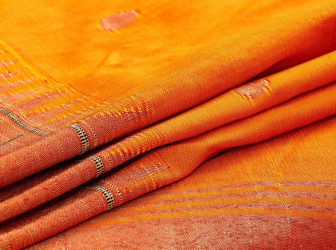 Orange Handwoven Paithani Silk Saree Single Muniya Border Pure Silk For Festive Wear PV MG 2023 - Paithani Saree - Panjavarnam PB 2023