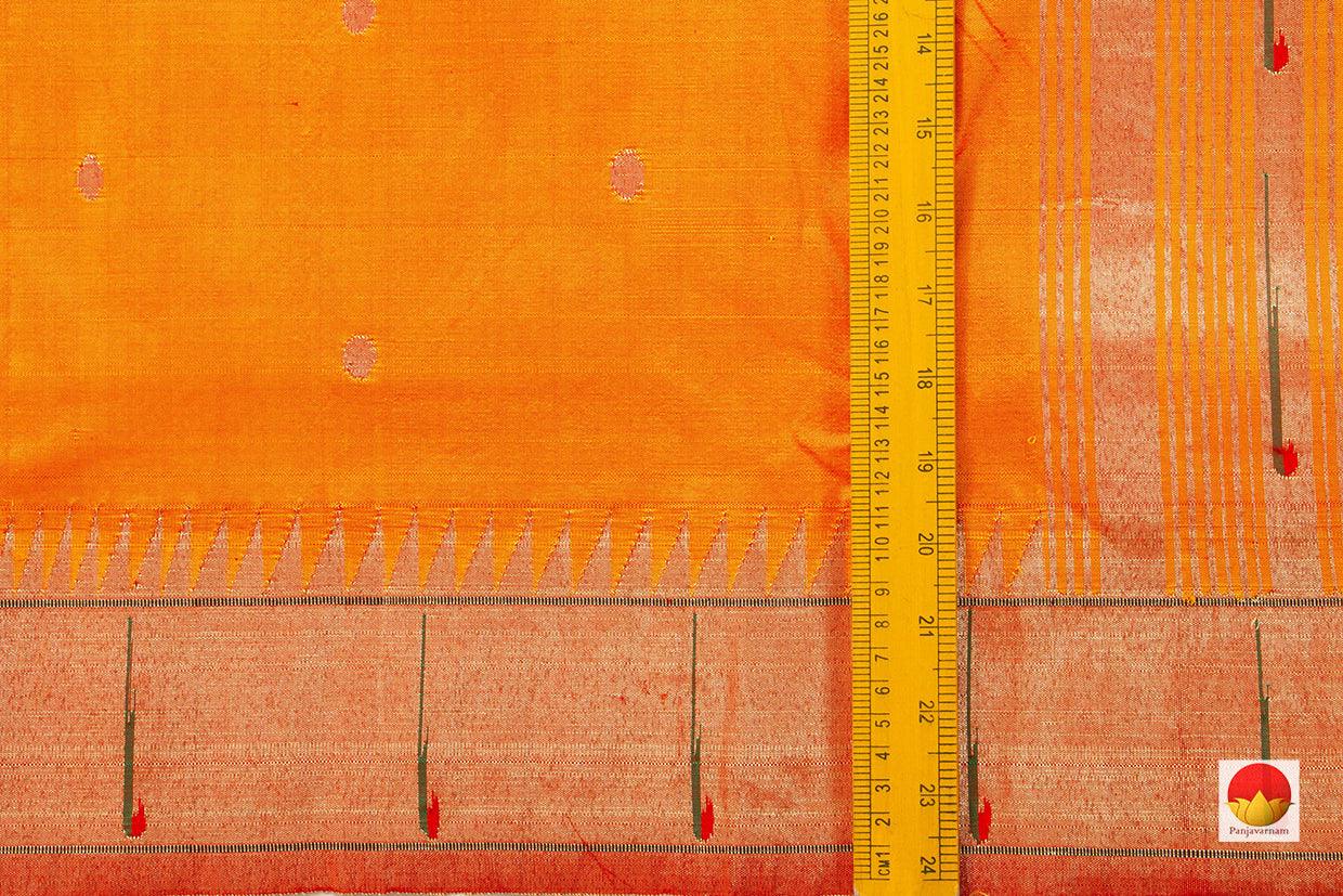 Orange Handwoven Paithani Silk Saree Single Muniya Border Pure Silk For Festive Wear PV MG 2023 - Paithani Saree - Panjavarnam PB 2023