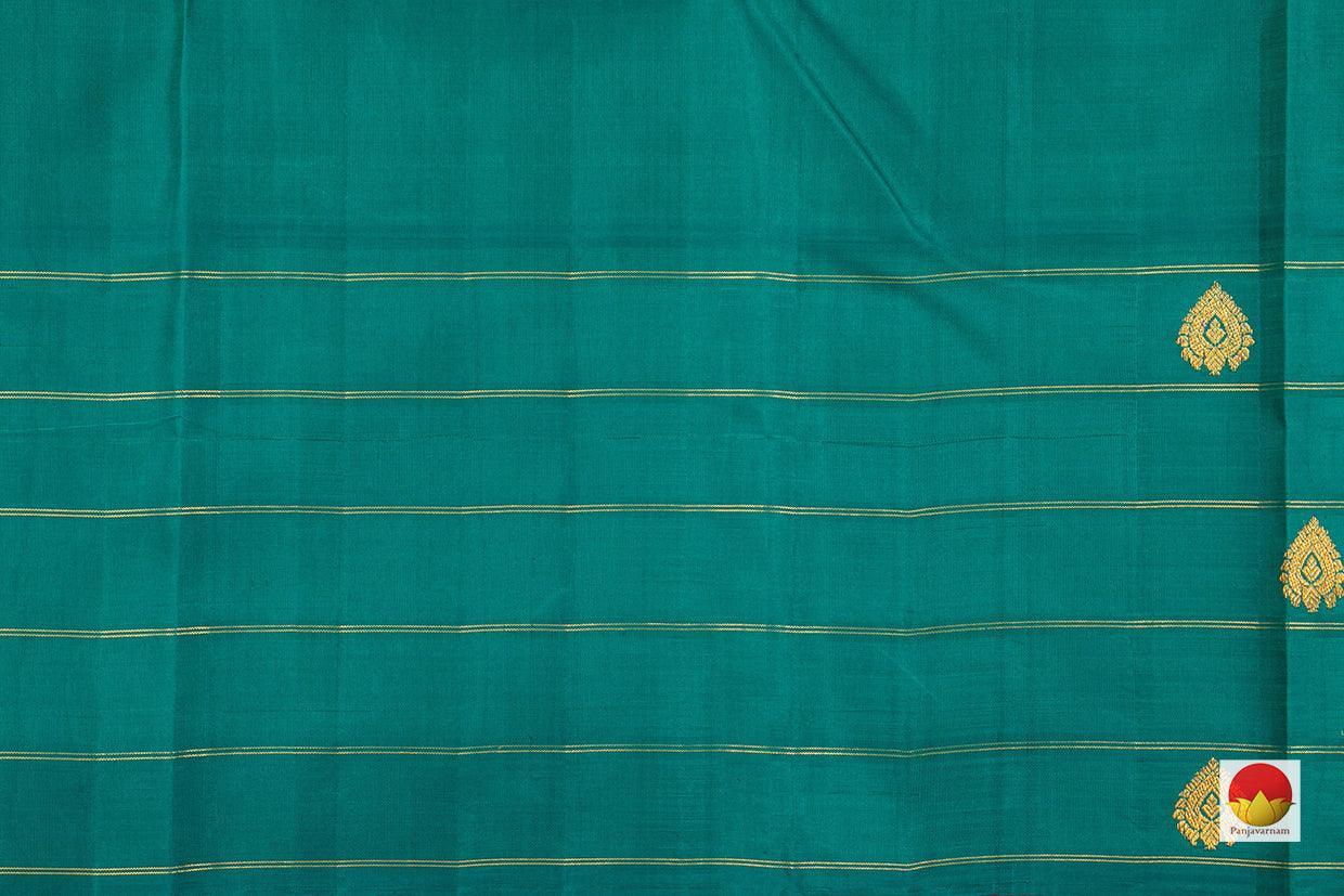 Pastel Blue And Green Kanchipuram Silk Saree Handwoven Pure Silk Pure Zari For Party Wear PV NYC 472 - Silk Sari - Panjavarnam PV NYC 472