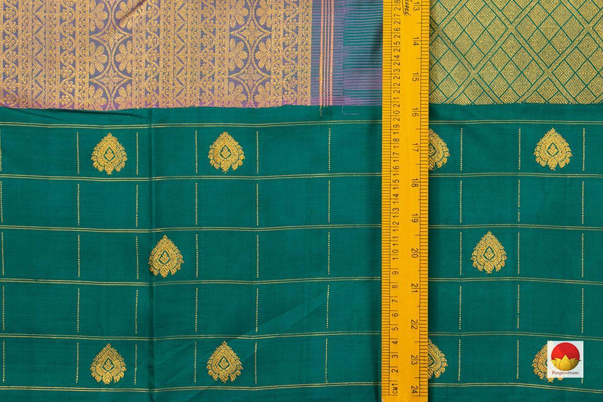 Pastel Blue And Green Kanchipuram Silk Saree Handwoven Pure Silk Pure Zari For Party Wear PV NYC 472 - Silk Sari - Panjavarnam PV NYC 472