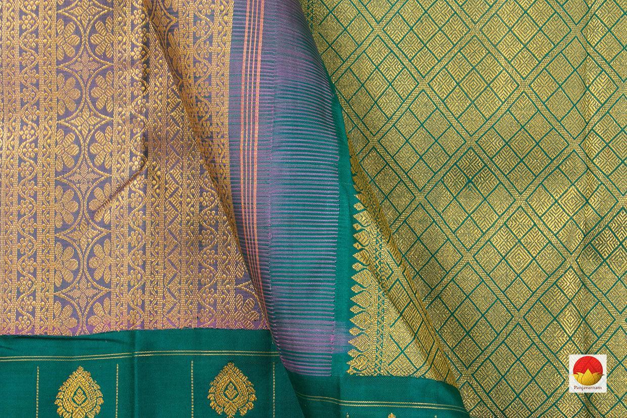Pastel Blue And Green Kanchipuram Silk Saree Handwoven Pure Silk Pure Zari For Party Wear PV NYC 472 - Silk Sari - Panjavarnam PV NYC 472