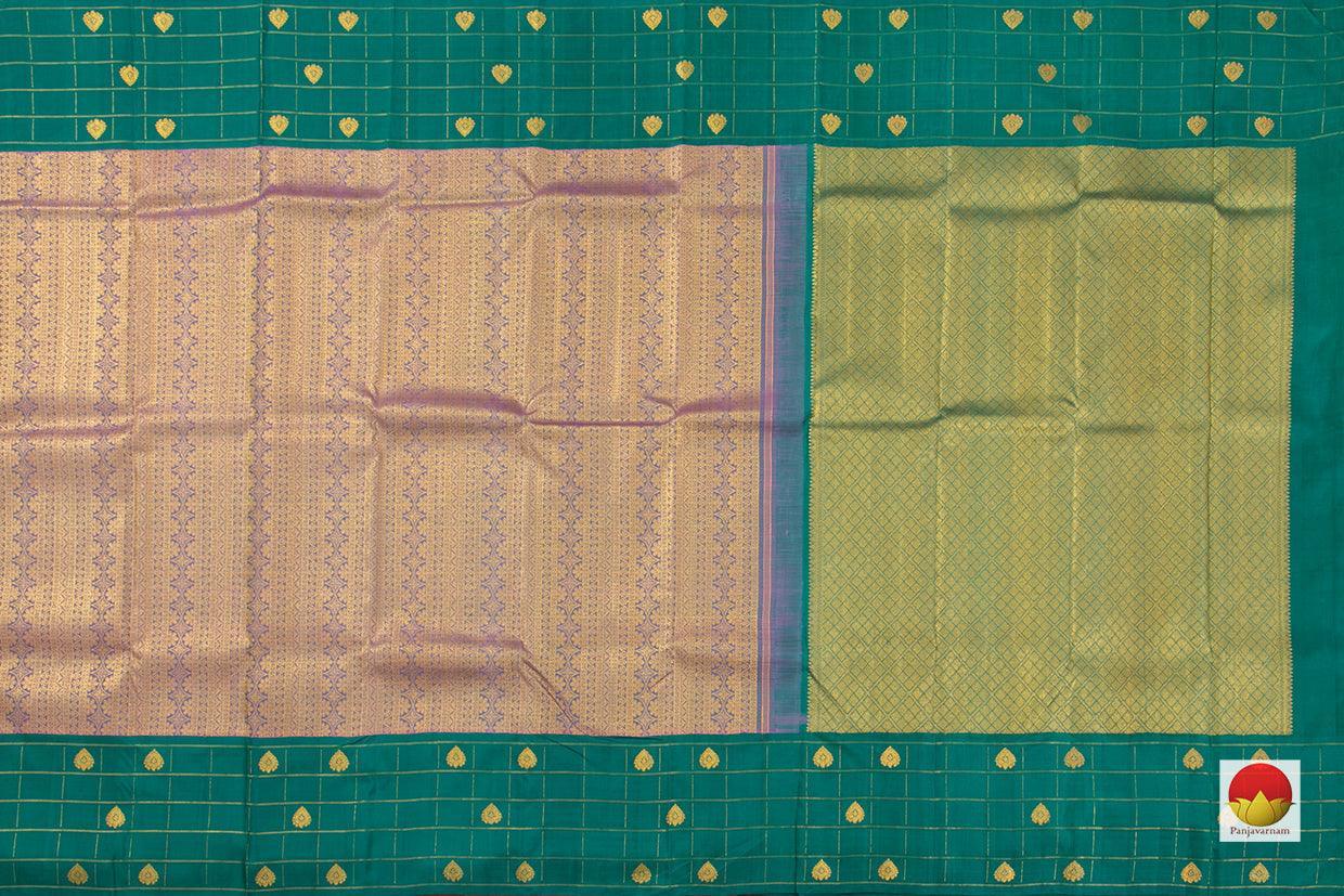 Pastel Blue And Green Kanchipuram Silk Saree Handwoven Pure Silk Pure Zari For Party Wear PV NYC 472 - Silk Sari - Panjavarnam PV NYC 472