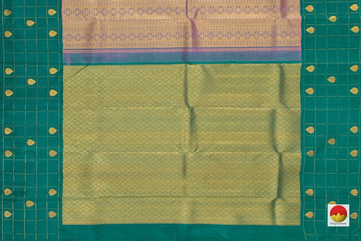 Pastel Blue And Green Kanchipuram Silk Saree Handwoven Pure Silk Pure Zari For Party Wear PV NYC 472 - Silk Sari - Panjavarnam PV NYC 472