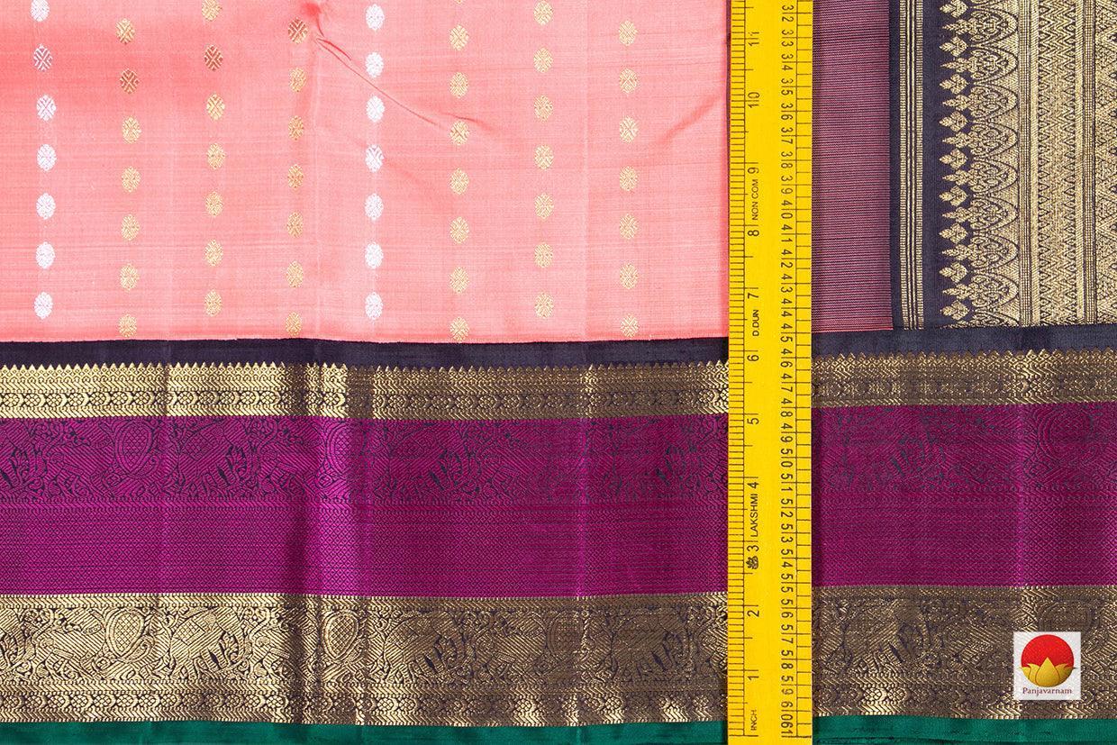 Pastel Pink Kanchipuram Silk Saree Handwoven Pure Silk Pure Zari For Festive Wear PV NYC 320 - Silk Sari - Panjavarnam PV NYC 320