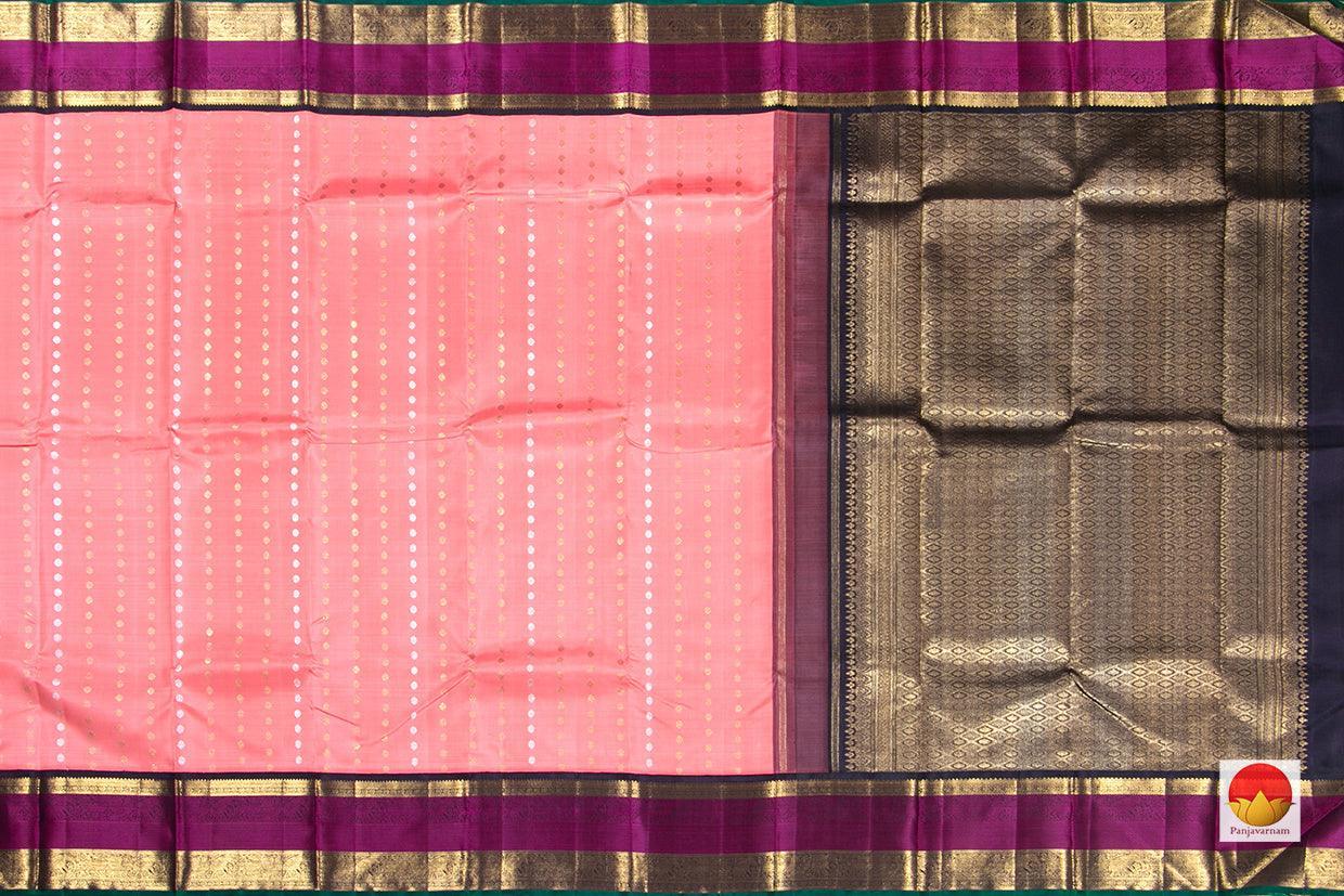Pastel Pink Kanchipuram Silk Saree Handwoven Pure Silk Pure Zari For Festive Wear PV NYC 320 - Silk Sari - Panjavarnam PV NYC 320