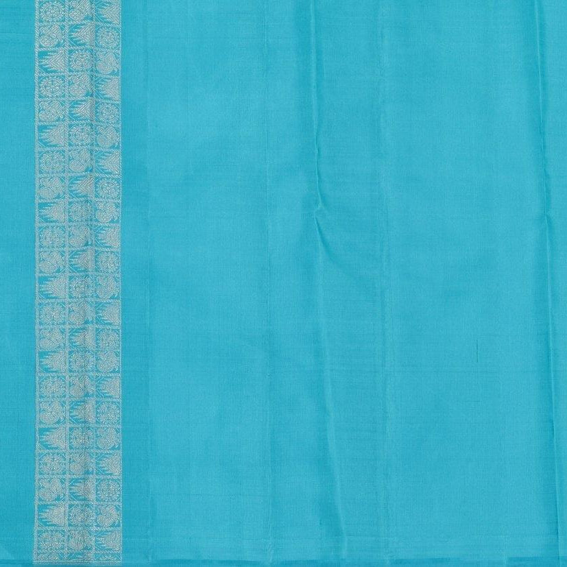 Pink And Blue Borderless Kanchipuram Silk Saree Handwoven Pure Silk Pure Zari For Wedding Wear PV G 4146 - Silk Sari - Panjavarnam PV G 4146
