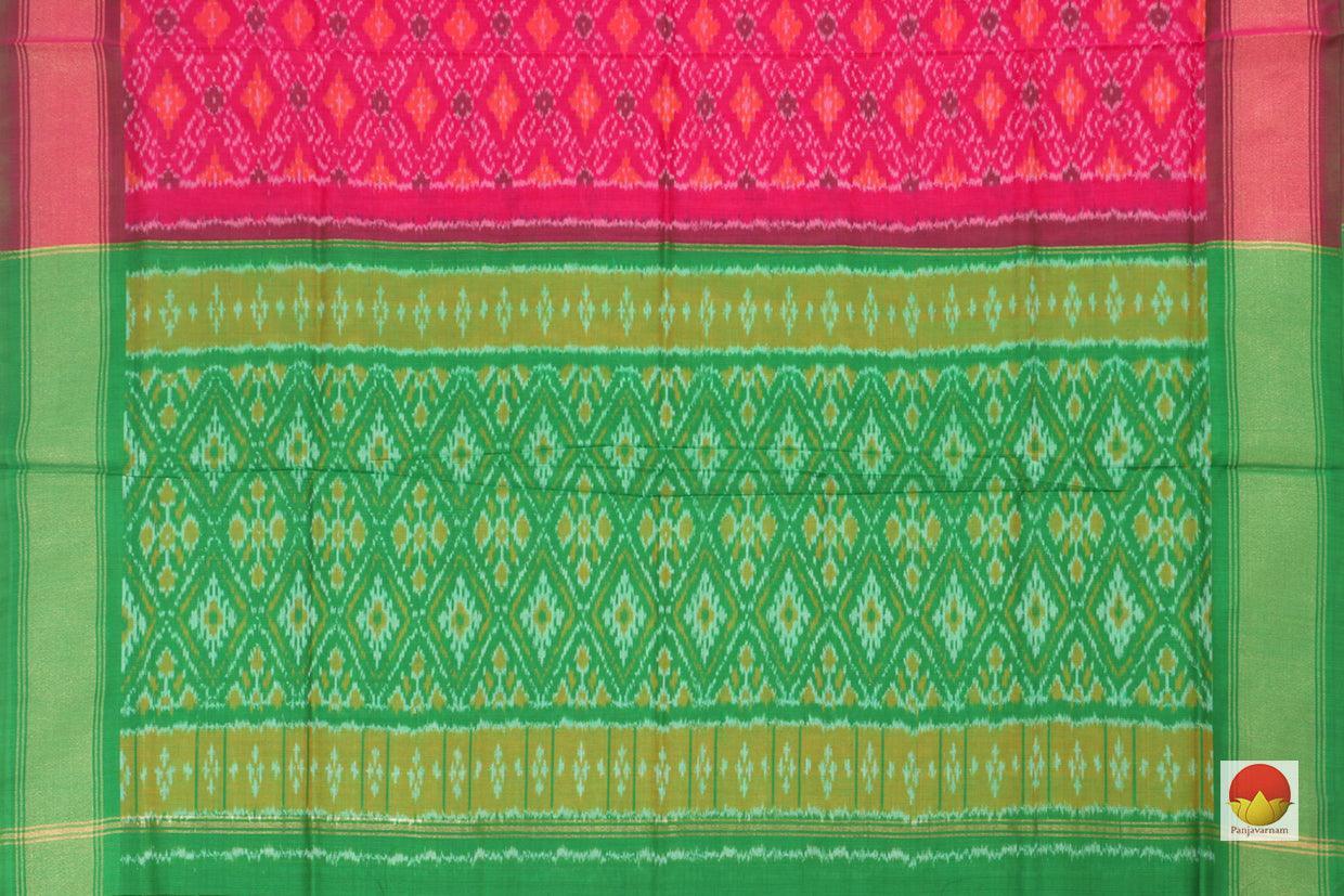 Pink And Green Pochampally Ikkat Silk Dupatta PVD 1022 - Dupattas - Panjavarnam PVD 1022