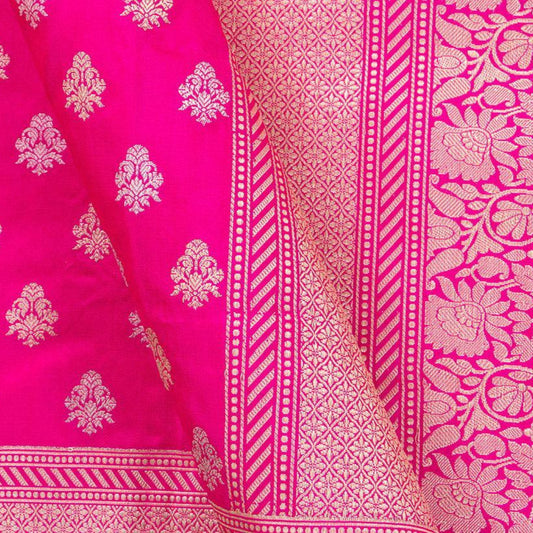 Pink Banarasi Silk Saree With Silver Zari Pure Silk PB KO 103 - Silk Sari - Panjavarnam PB KO 103
