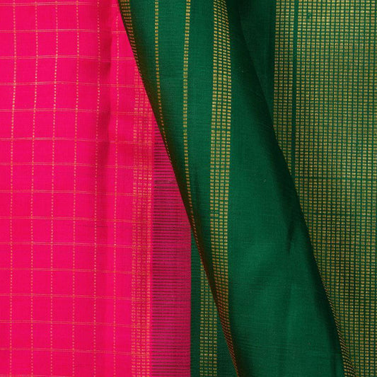 Pink Borderless Kanchipuram Silk Saree Handwoven Pure Silk Pure Zari For Festive Wear PV GTA 04 - Silk Sari - Panjavarnam PV GTA 04