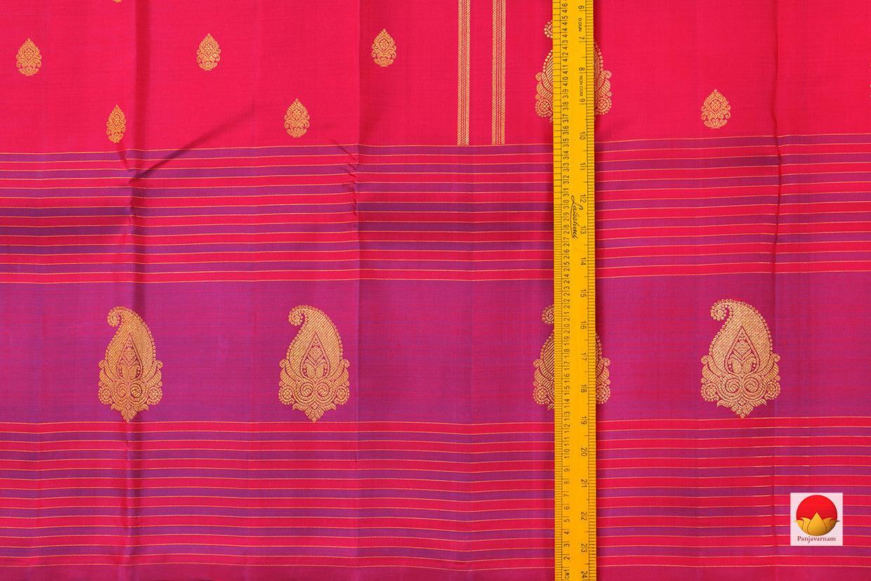Pink Kanchipuram Silk Saree With Magenta Border Handwoven Pure Silk Pure Zari For Festive Wear PV GTA 22 - Silk Sari - Panjavarnam PV GTA 22
