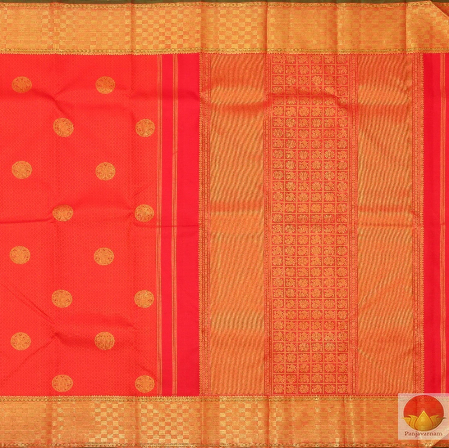 Red Handwoven Kanjivaram Pure Silk Saree Pure Silk Pure Zari For Wedding Wear PVG 4010 - Silk Sari - Panjavarnam PVG 4010