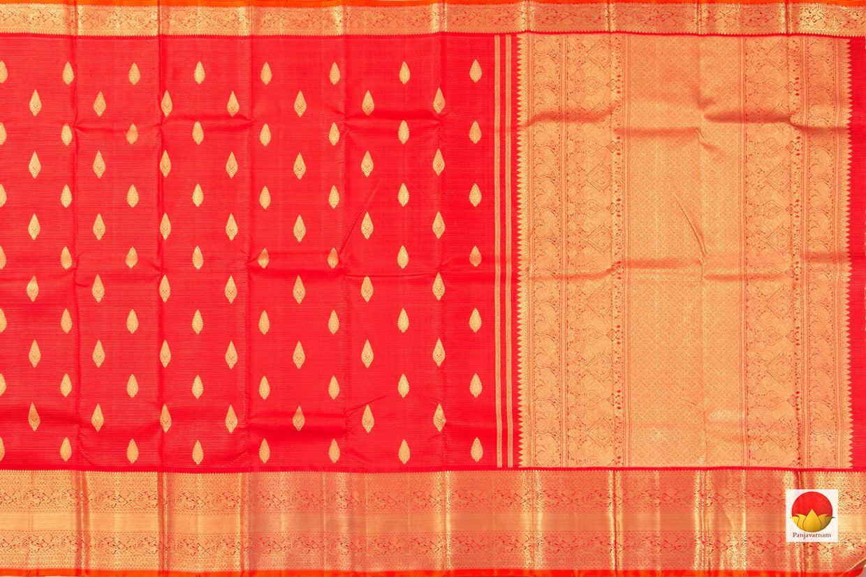 Red Kanchipuram Silk Saree Handwoven Silk Pure Zari For Wedding Wear PV NYC 343 - Silk Sari - Panjavarnam PV NYC 343