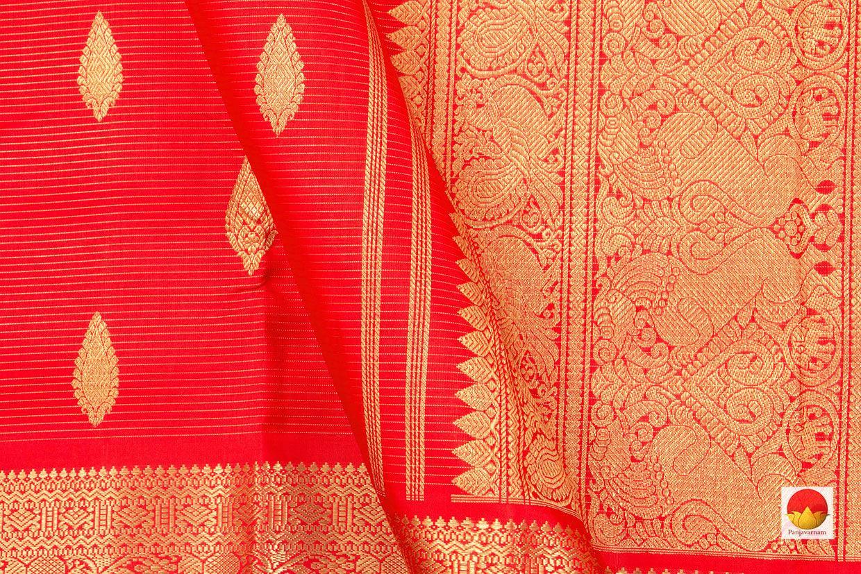 Red Kanchipuram Silk Saree Handwoven Silk Pure Zari For Wedding Wear PV NYC 343 - Silk Sari - Panjavarnam PV NYC 343