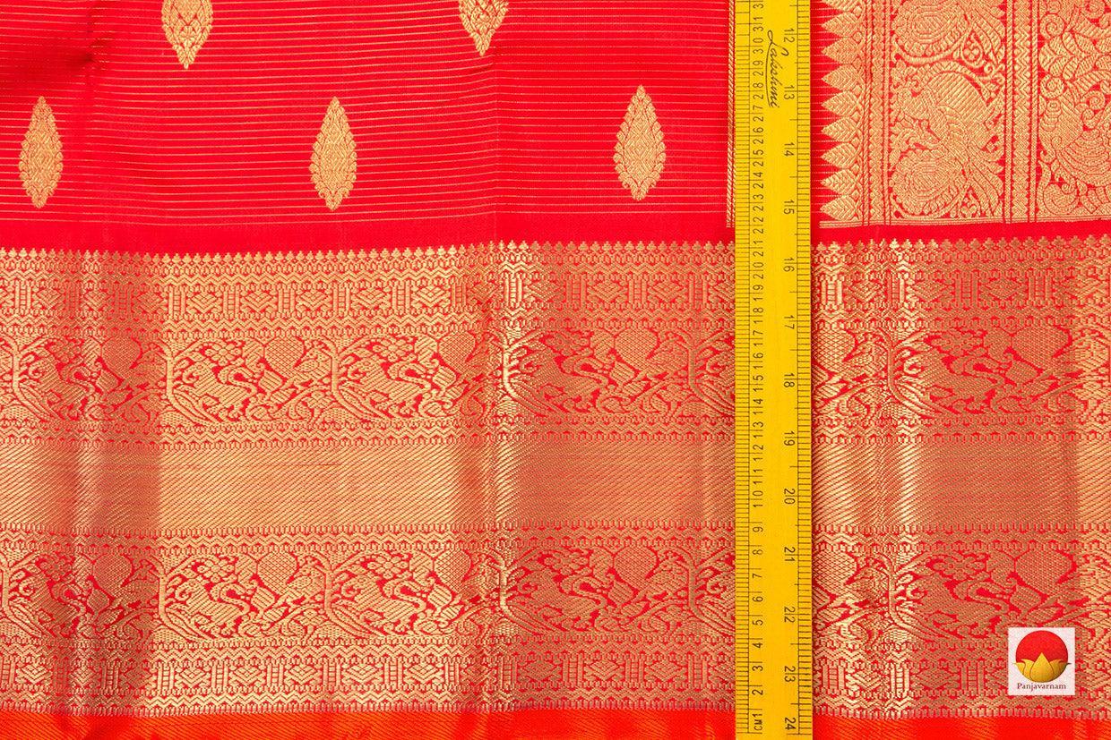 Red Kanchipuram Silk Saree Handwoven Silk Pure Zari For Wedding Wear PV NYC 343 - Silk Sari - Panjavarnam PV NYC 343