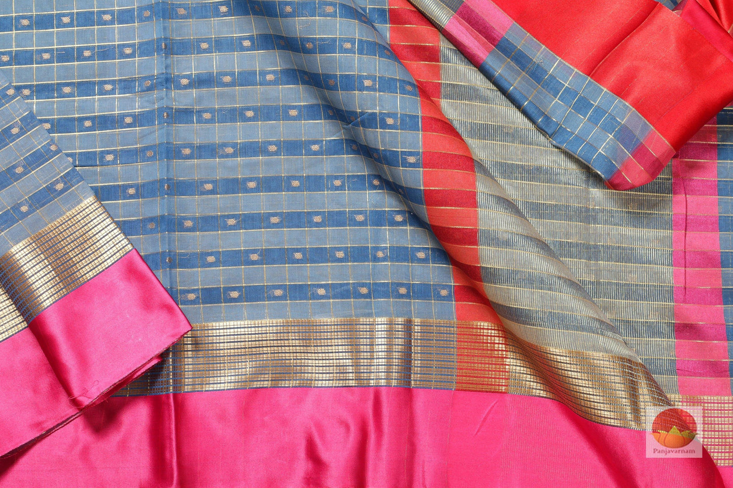 body, border and pallu of banarasi silk cotton saree