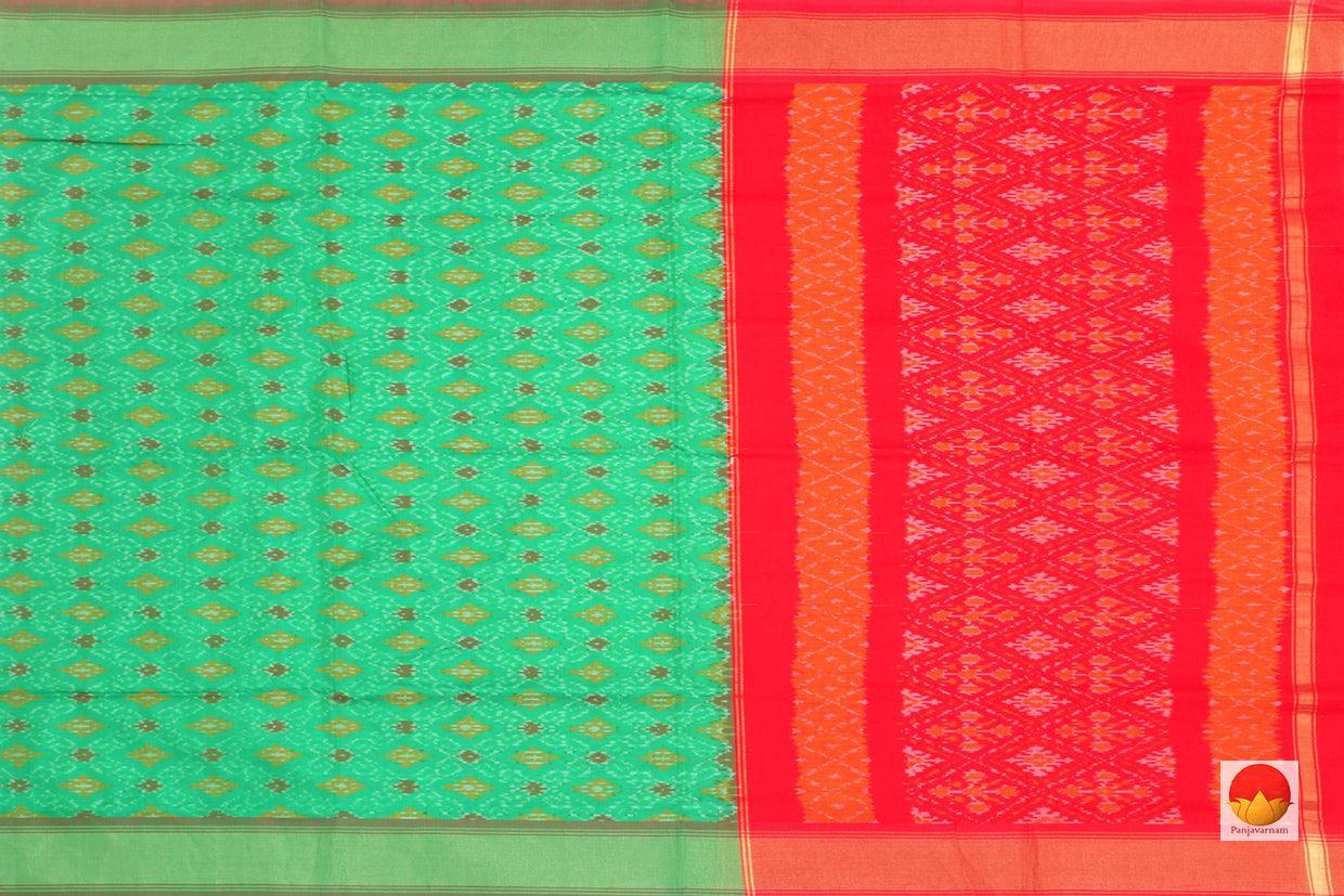 Turquoise And Red Pochampally Ikkat Silk Dupatta PVD 1054 - Dupattas - Panjavarnam PVD 1054
