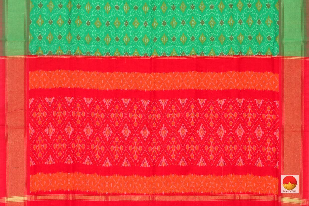 Turquoise And Red Pochampally Ikkat Silk Dupatta PVD 1054 - Dupattas - Panjavarnam PVD 1054