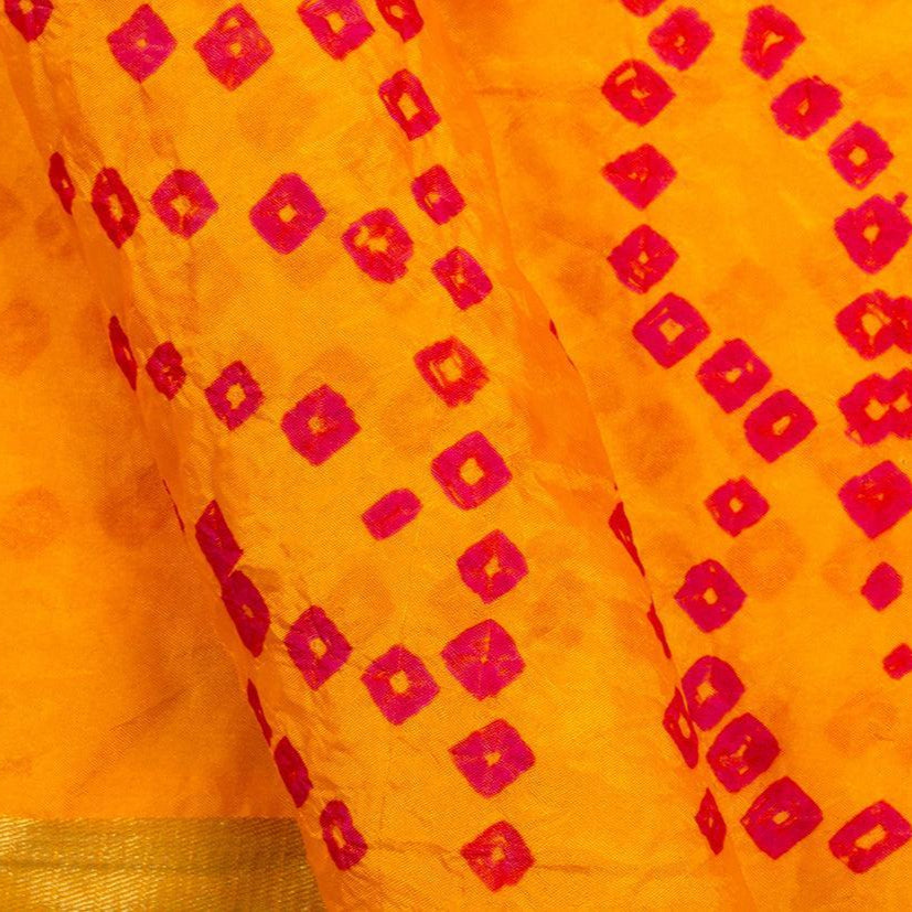 Yellow Bandhani Silk Saree Handwoven PV RJ 15 - Bandhani Silk - Panjavarnam PV RJ 15
