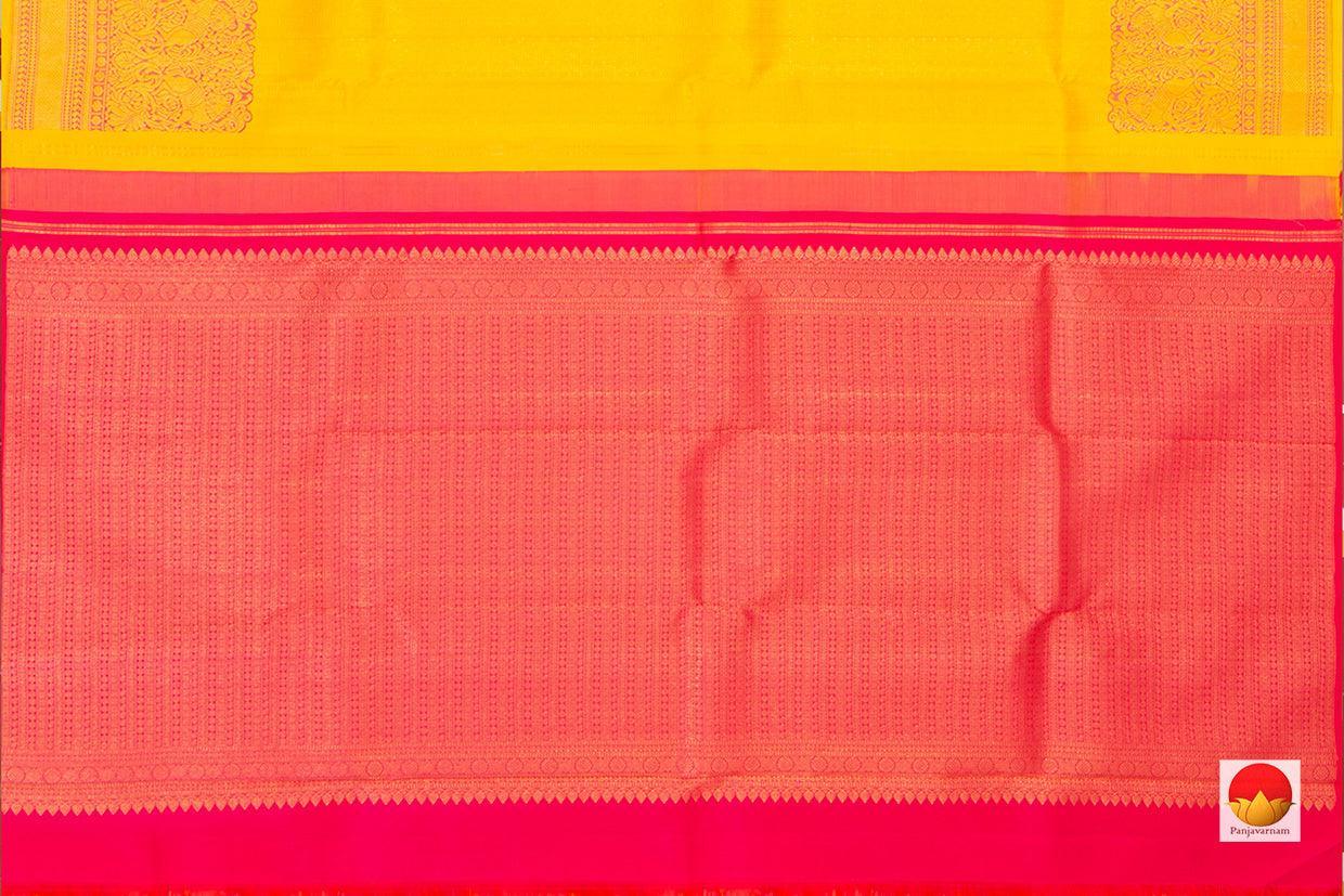 Yellow Kanchipuram Silk Saree Handwoven Pure Silk Pure Zari For Festive Wear PV NYC 452 - Silk Sari - Panjavarnam PV NYC 452