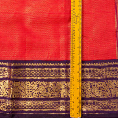 Pink And Purple Kanchipuram Silk Saree Vaira Oosi  For Wedding Wear PV J 878