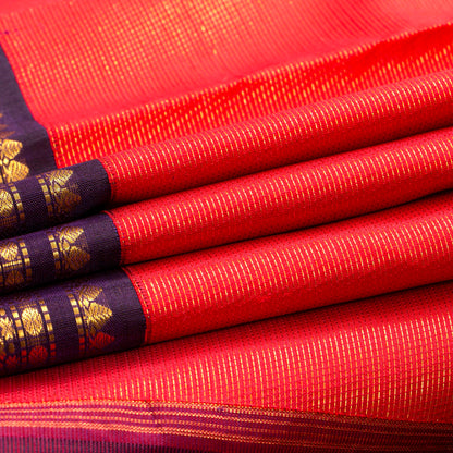 Pink And Purple Kanchipuram Silk Saree Vaira Oosi  For Wedding Wear PV J 878